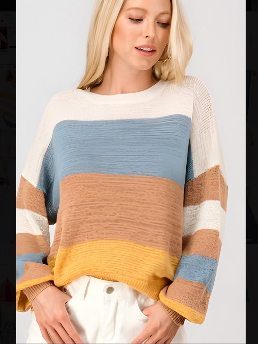 Dreamers Colorblock Striped Lightweight Knit Sweater